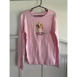 Y2K Disney Store Girls 8 Long Sleeve Pajama Shirt Princesses Embroidered Belle